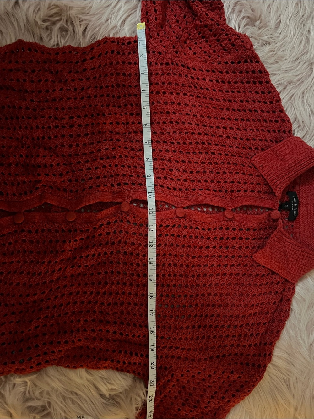 rag & bone Red Openwork Button-Front Cardigan Oversized - Picture 10 of 11
